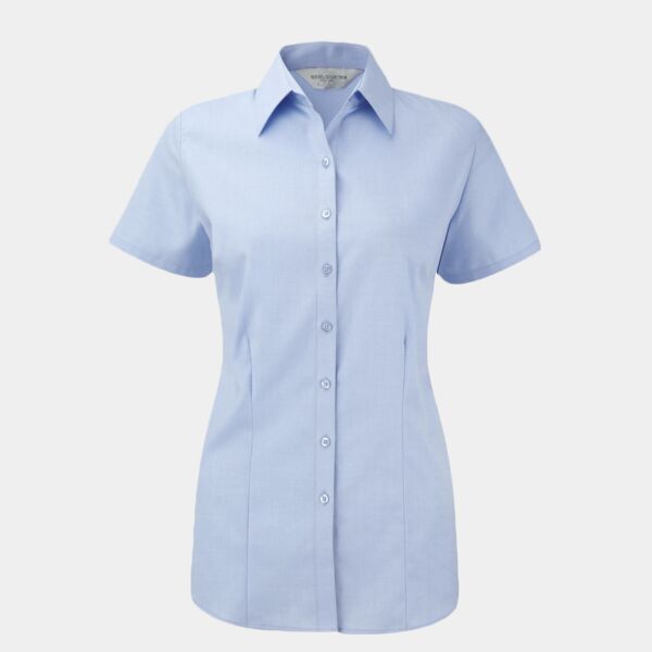 Russell Collection Ladies Short Sleeve Herringbone Shirt Thumbnail