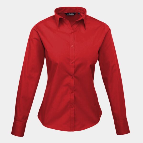 Premier Ladies Long Sleeve Poplin Blouse Thumbnail