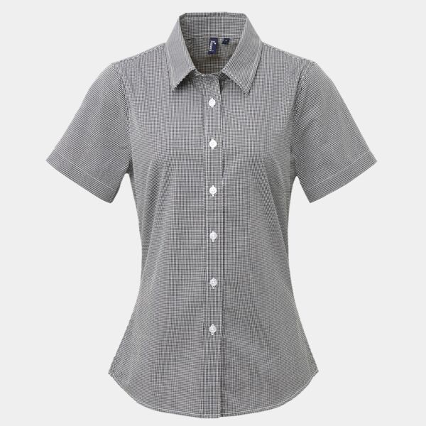 Premier Ladies Gingham Short Sleeve Shirt Thumbnail